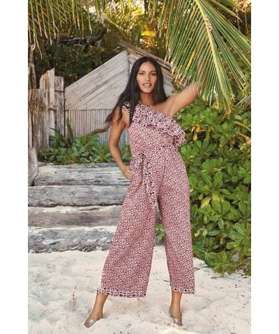 Berry Print One Shoulder Jumpsuit