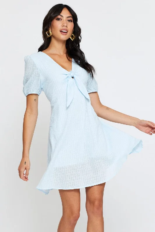 Blue Mini Dress Short Sleeve