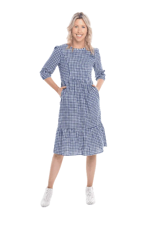 DOROTHY BREASTFEEDING DRESS BLUE GINGHAM - FINAL SALE