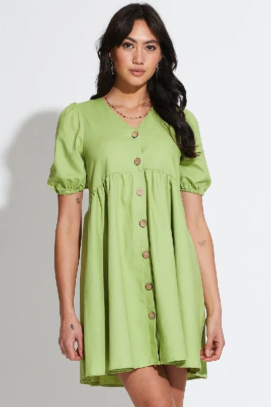 Green Mini Dress Short Sleeve