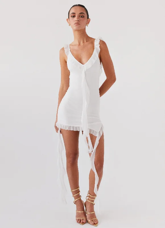 Heaven Knows Frill Mini Dress - White