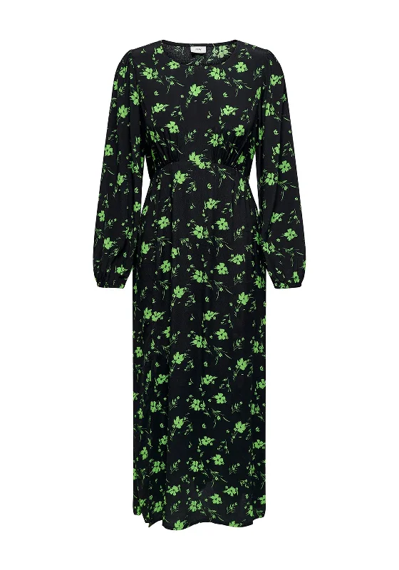 JDY Jackson Floral Midi Dress, Black