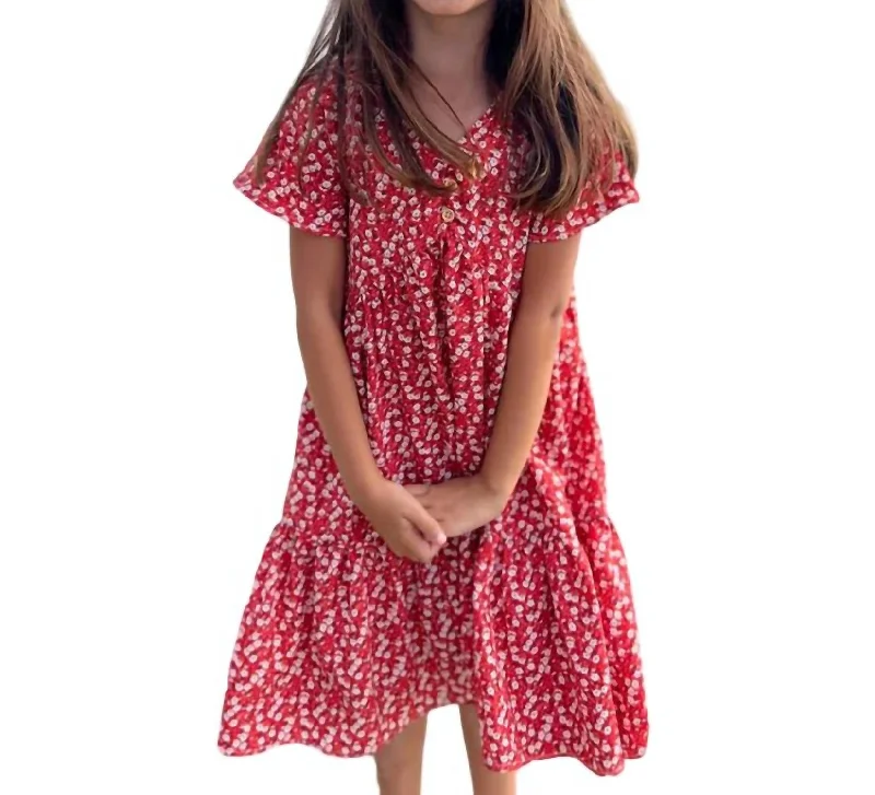 Junior Wanda Dress In Dusty Red Floral