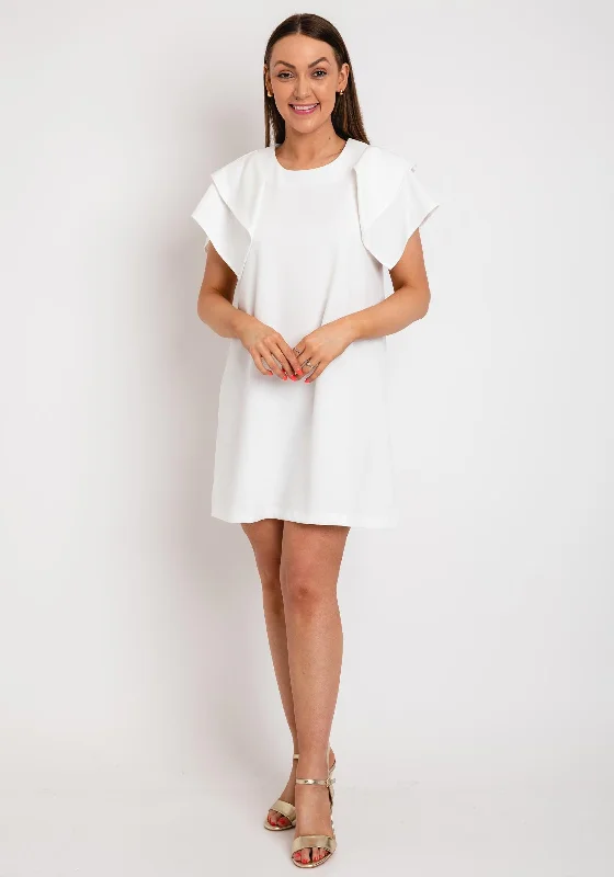 The Sofia Collection Frill Sleeve Shift Mini Dress, White