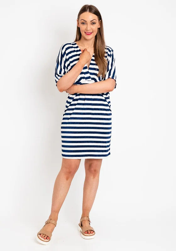 The Serafina Collection One Size Shimmer Stripe Mini Dress, Navy