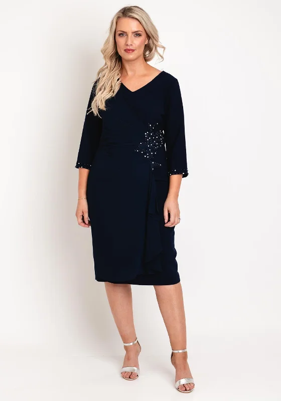 Lizabella Applique Waist Midi Dress, Navy