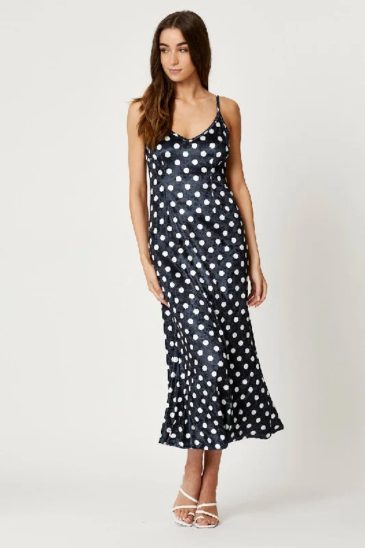 Polka Dot Velvet Midi Dress