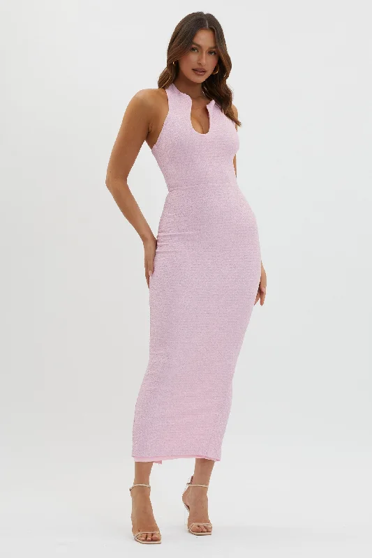 Seek And Find Asymmetric Neckline Dress Pink