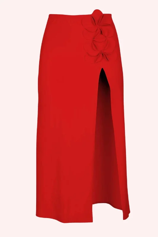 Tess Long Straight Skirt in Cherry