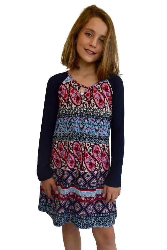 Tween Fall Dresses In Pink/red Dolman W/black Sleeve