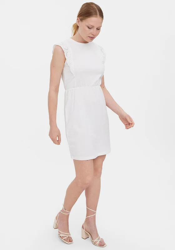 Vero Moda Holly Lace Sleeve Mini Dress, Snow White