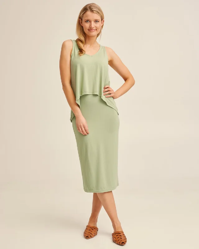 Waterfall Bamboo Nursing Dress - Khaki