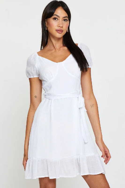 White Mini Dress Short Sleeve