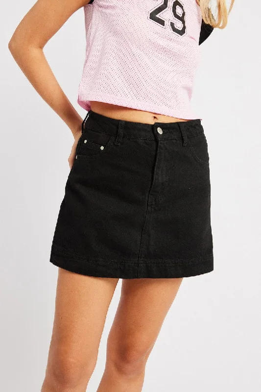 Black Skort High Rise