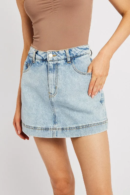 Denim Skort High Rise