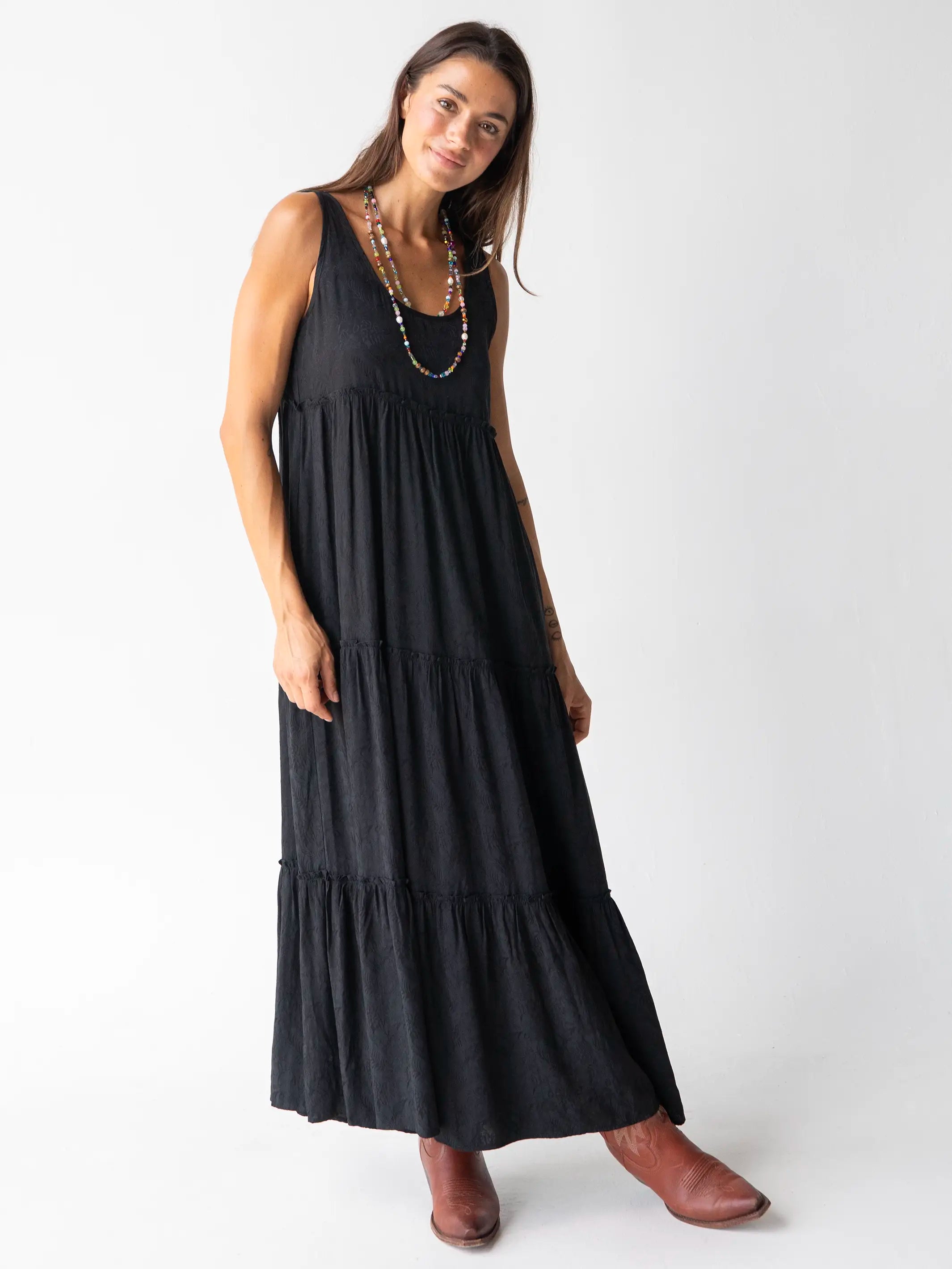 Karlie Jacquard Maxi Dress - Black