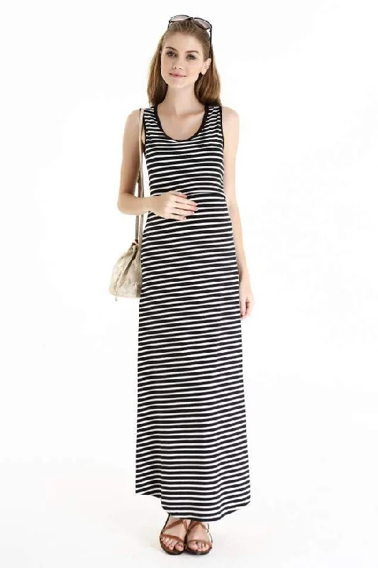 Amelia Maxi Dress Black Stripe