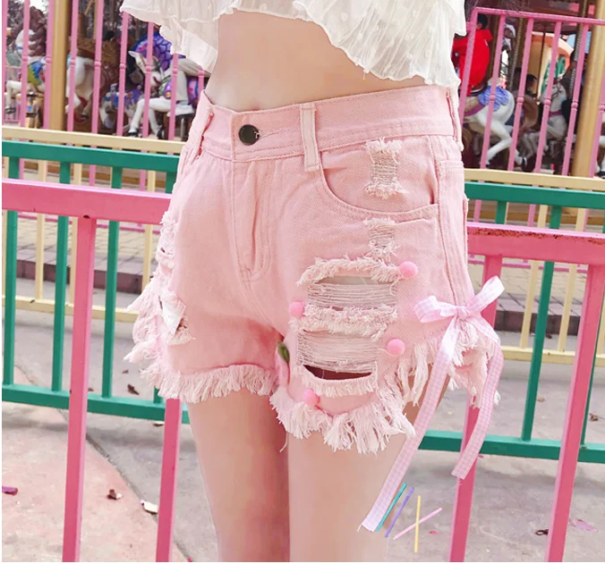 All-match ripped denim shorts YV43822