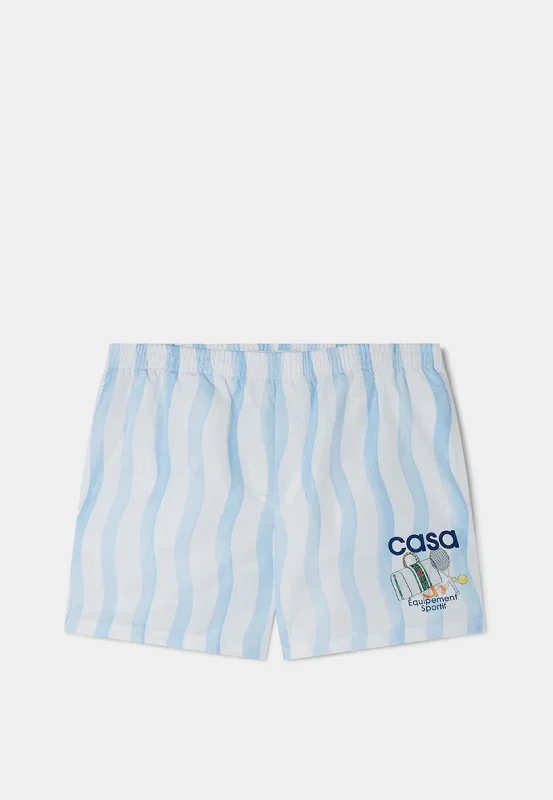 Casablanca Men's Printed Swimshorts Blue Wave Stripe