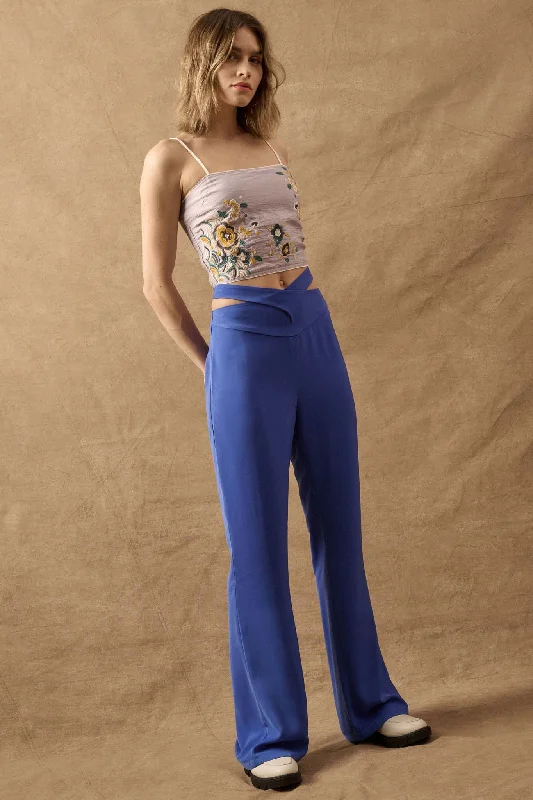 Here and Now Crisscross Waist Tie-Back Flare Pants