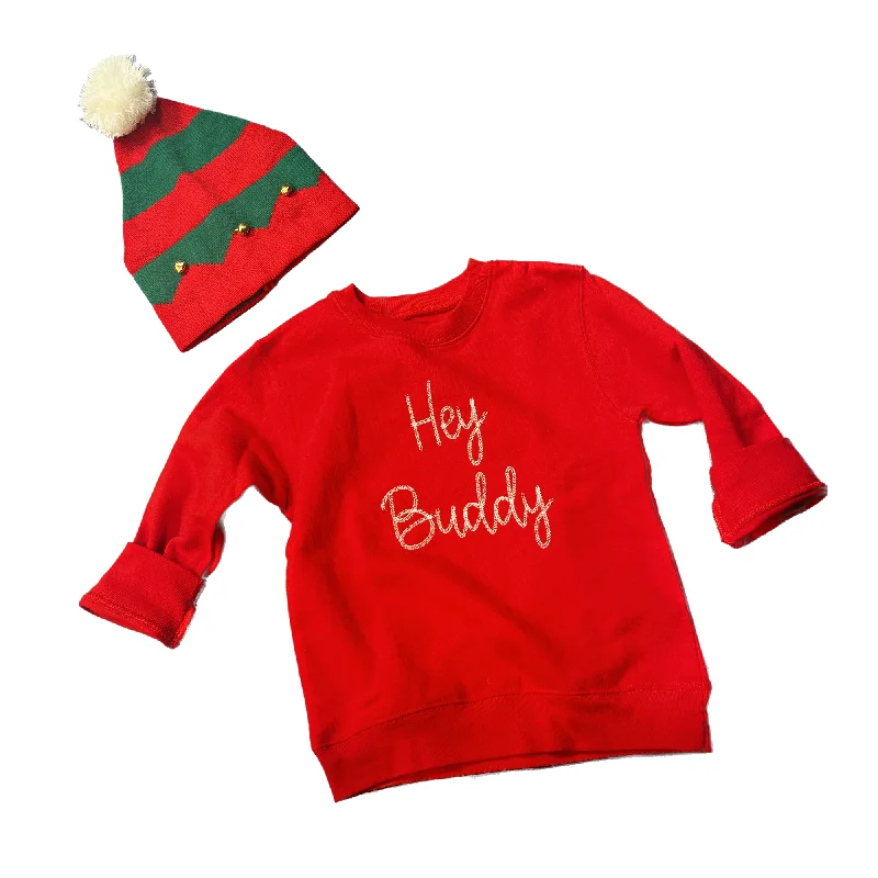 Hey Buddy Sweatshirt Elf Beanie Set