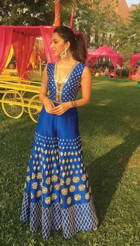 Kiara Advani - electric blue embellished jumpsuit