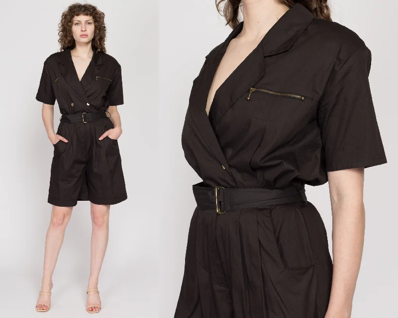 Large 90s Dark Brown Belted Romper