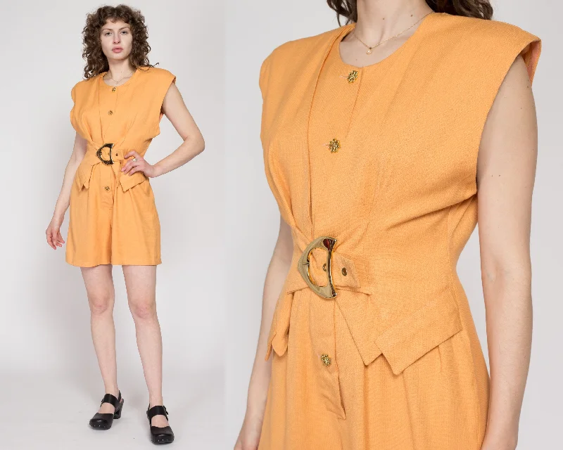 Large Y2K Orange Sherbet Cinched Waist Romper