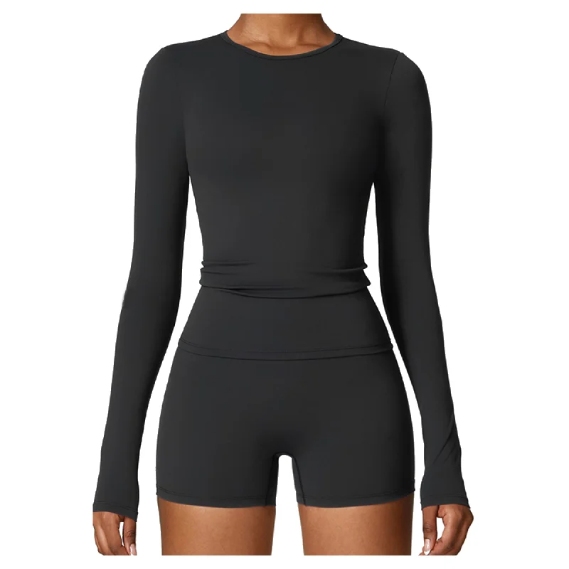 Long Sleeve Shorts Activewear Set