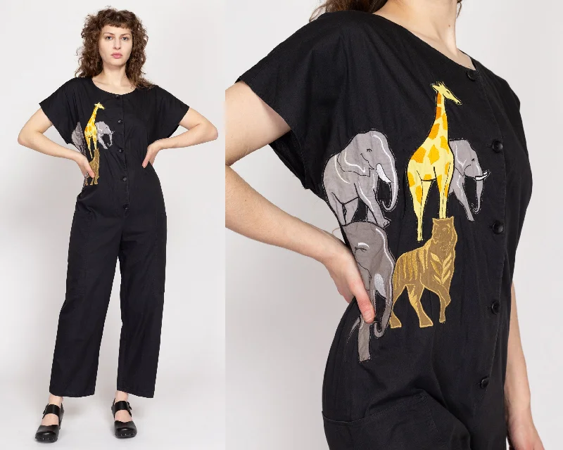 Medium 80s African Animal Applique Jumpsuit