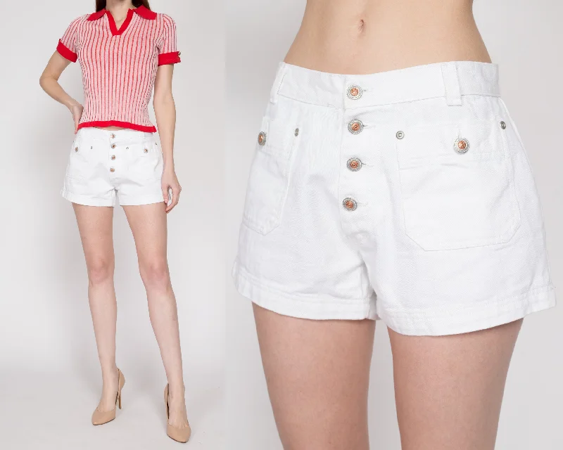 Medium 90s White Button Fly Jean Shorts 28"