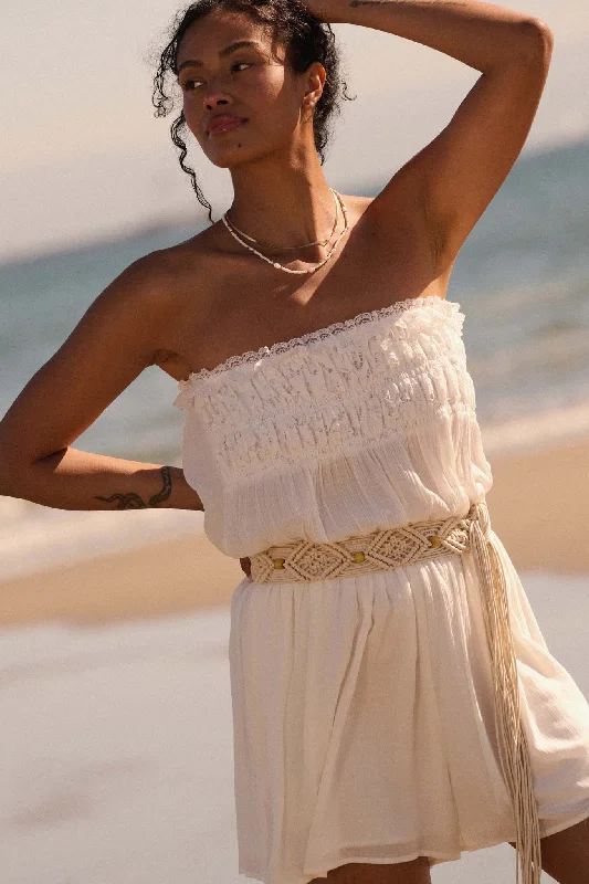 Pure Soul Lace-Trimmed Crepe Strapless Romper