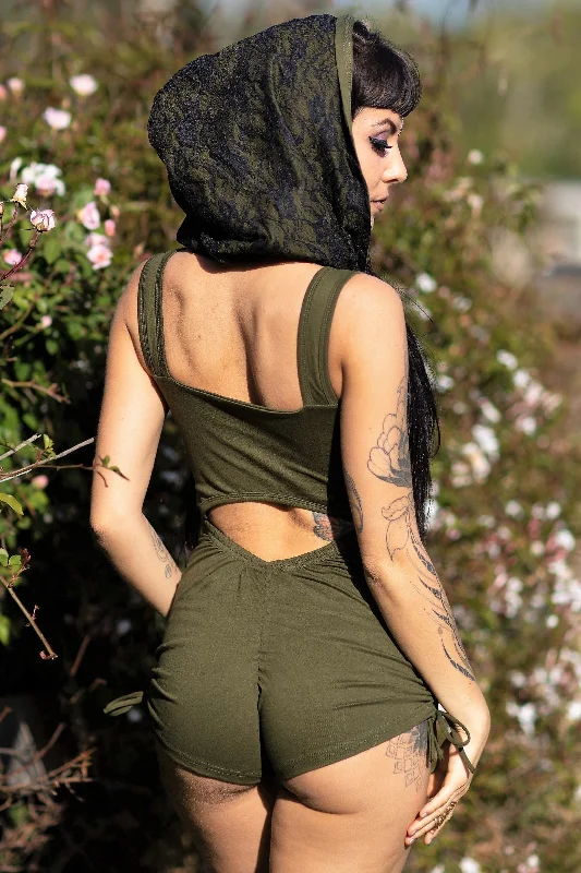 Olive Green w Black Lace