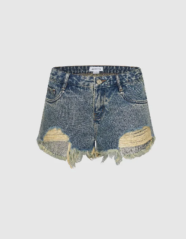 Raw Hem Denim Shorts