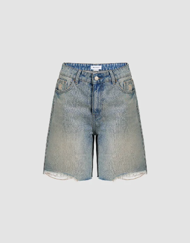 Raw Hem Denim Shorts