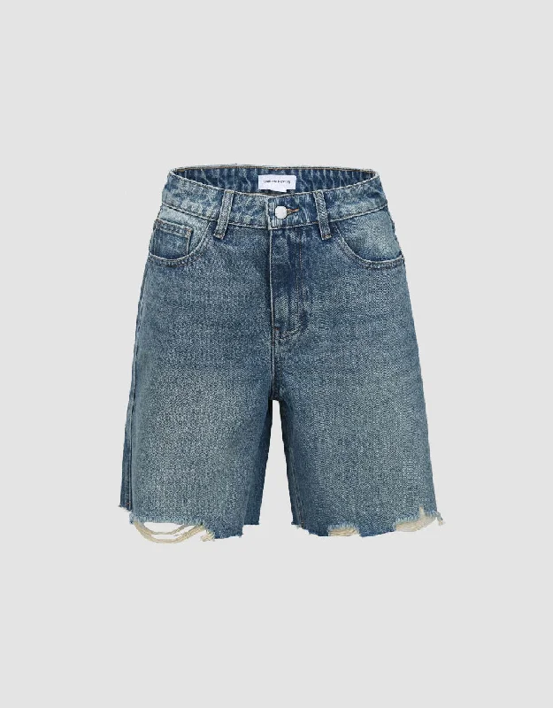 Raw Hem Denim Shorts