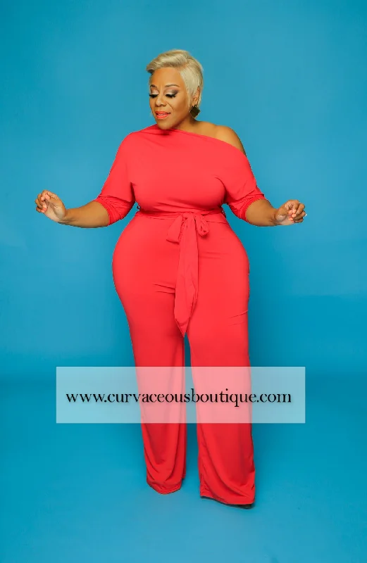 Red Dolly Off Shoulder Jumpsuit