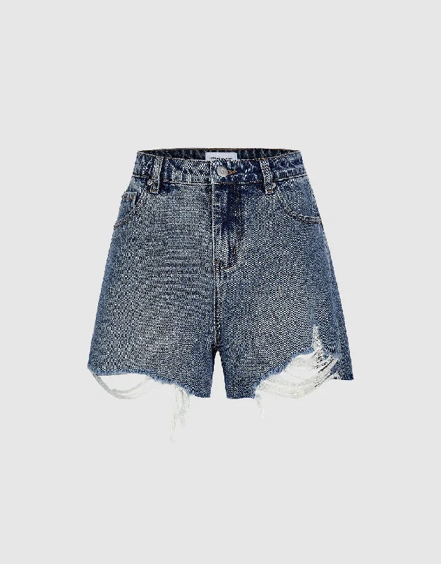 Ripped Denim Shorts