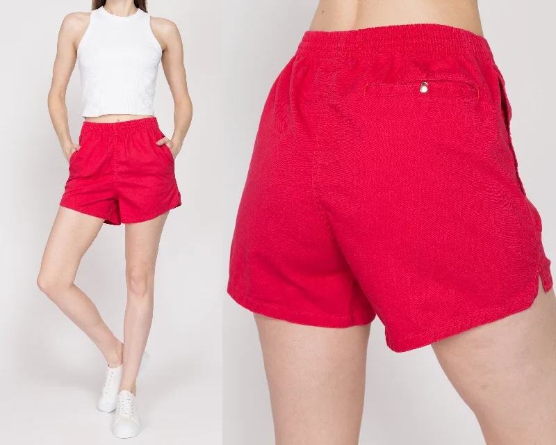 Small 90s Red Cotton Elastic Waist Shorts