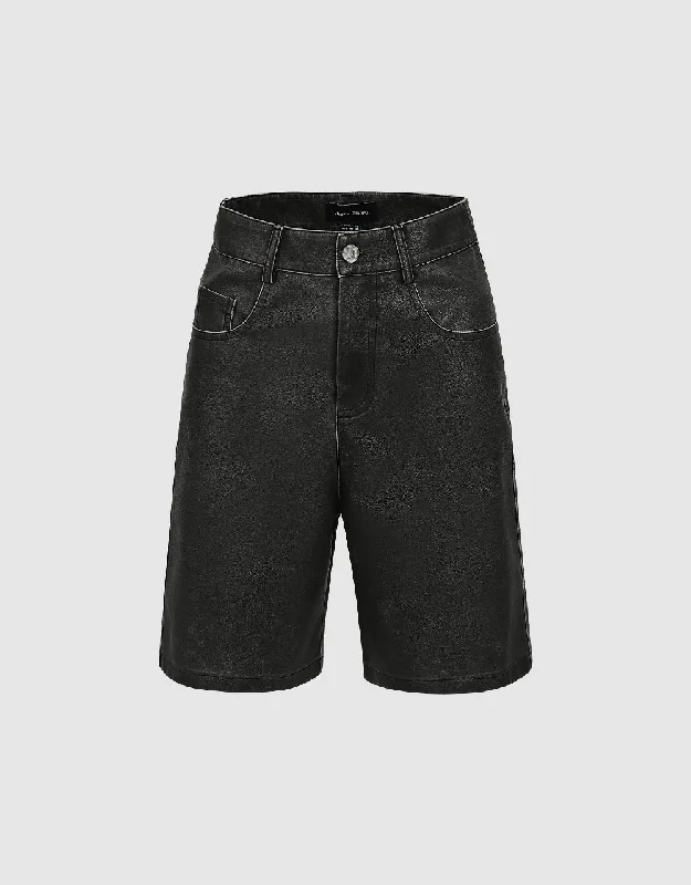 Vegan Leather Loose Shorts