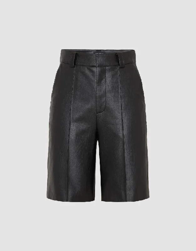 Vegan Leather Straight Shorts