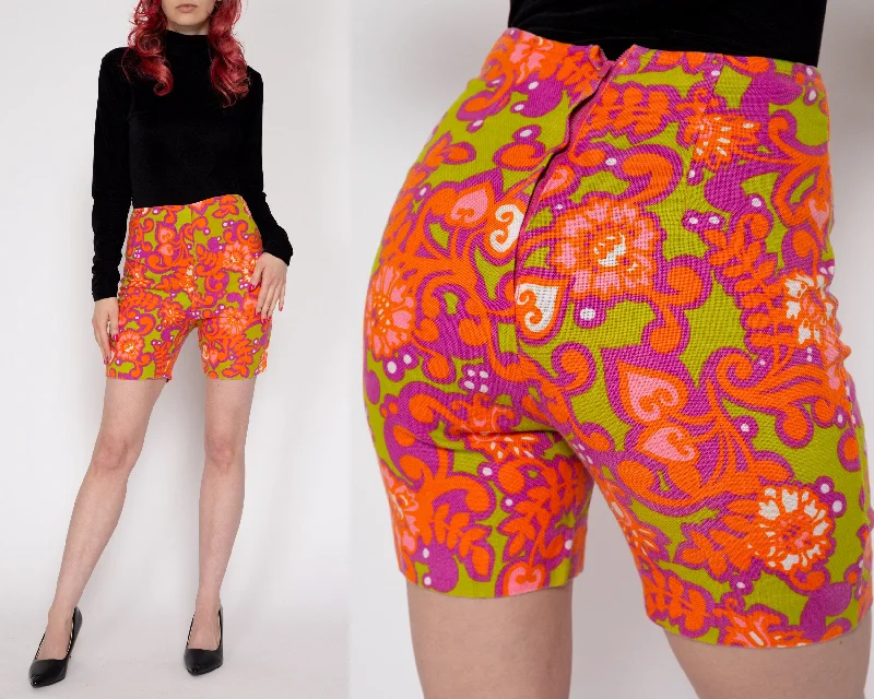 XXS 60s Psychedelic Flower Power Shorts 23.5"