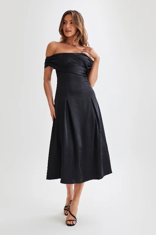 Sofie Off Shoulder Midi Dress - Black