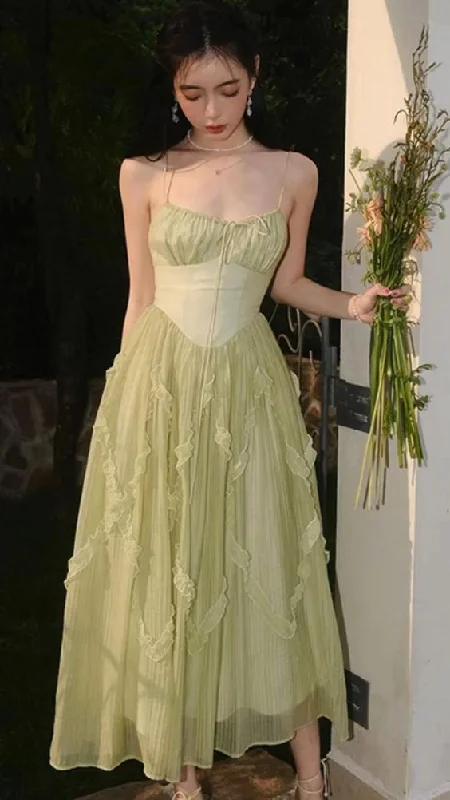 Spaghetti straps a line prom dress green formal party dress gh2733