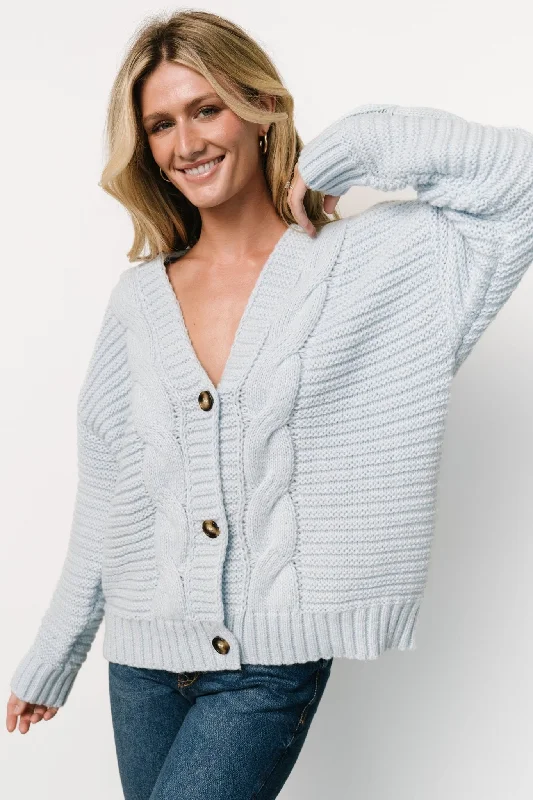 Ames Cable Knit Cardigan | Light Blue