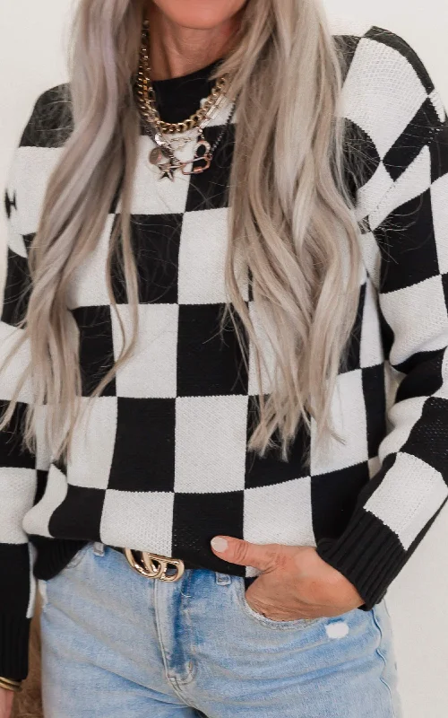 Black White Checkered Sweater