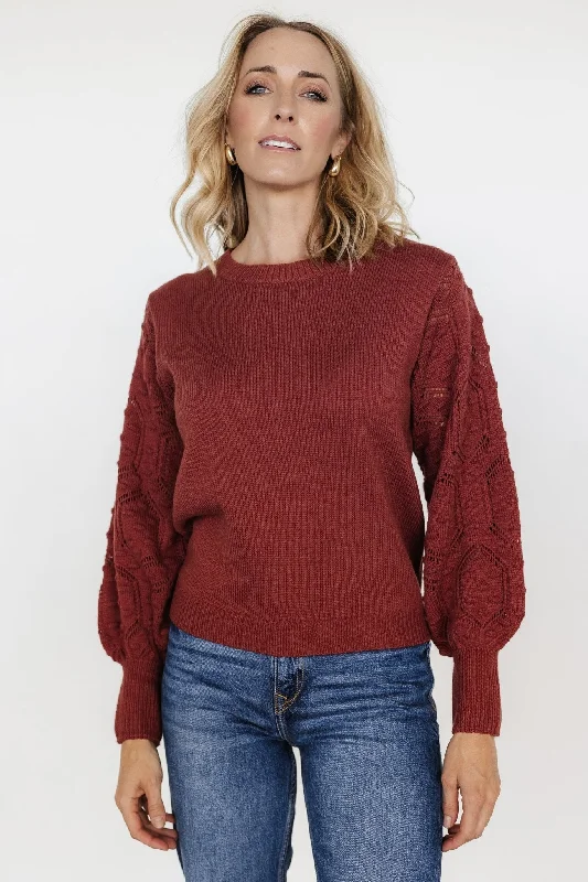 Devri Pointelle Sweater | Rust