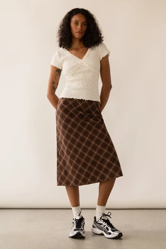 PLAID MIDI SKIRT