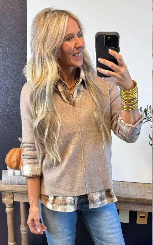 Relaxed V-Neck Sweater w/ Center Seam