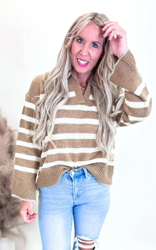 Stripe Pattern Knit Sweater